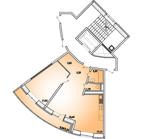 Двухкомнатная квартира 69.98 м²